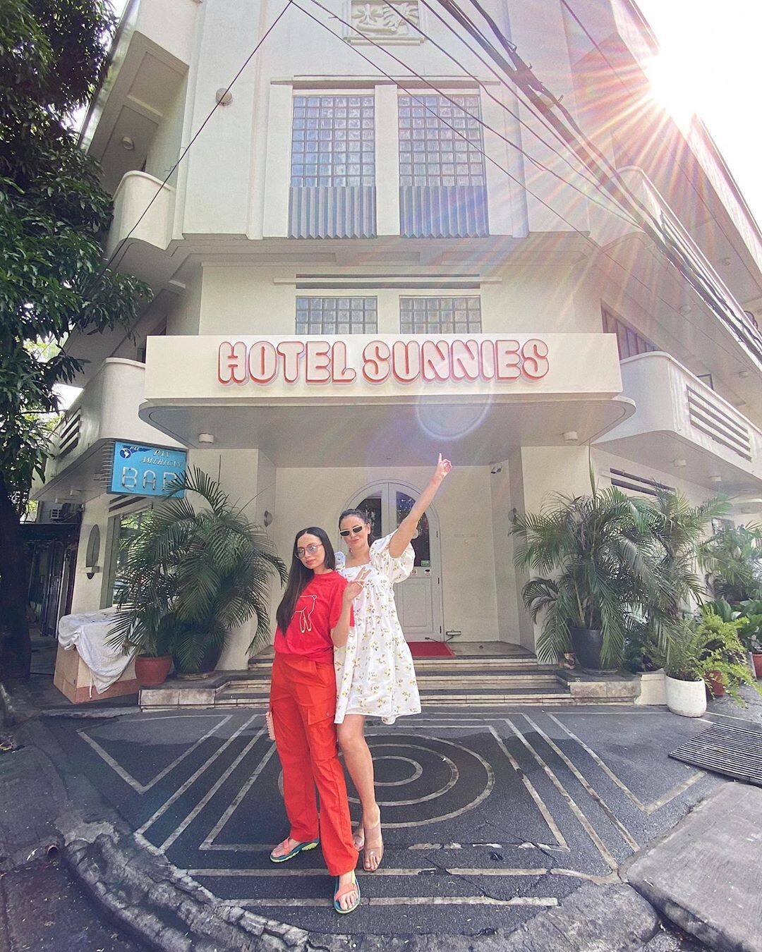 Martine Cajucom and Georgina Wilson outside Hotel Sunnies Martine Cajucom and Georgina Wilson outside Hotel Sunnies